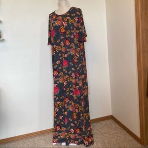 LuLaRoe Maria 3XL Dark Teal w/ Floral Slinky